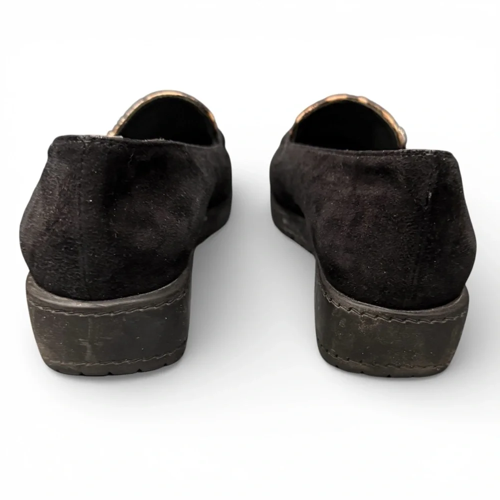 STUART WEITZMAN Black Suede & Animal PrintCalf Hair Loafers Size 8 EUC - Picture 7 of 7